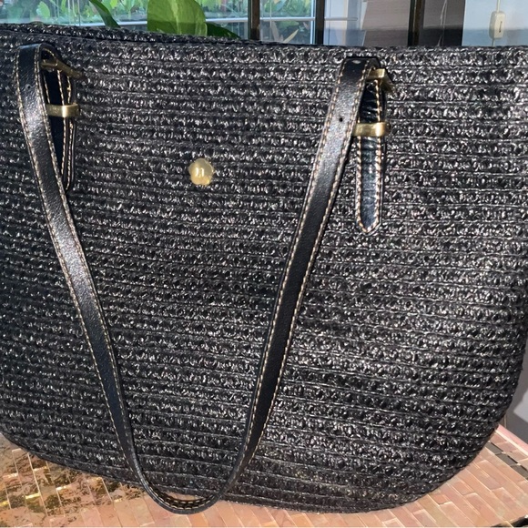 ERIC JAVITS BLACK STRAW SHOULDER BAG - Picture 3 of 12